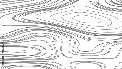 Topographic map contours in hilly or mountainous terrain, similar cartography illustration. Topography and geography map grid abstract backdrop.