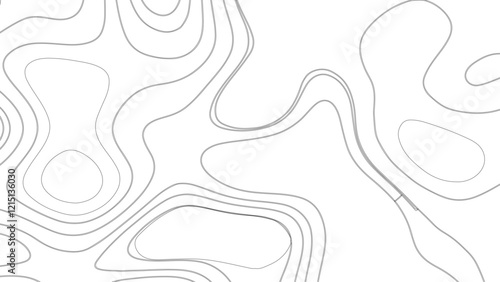 Topographic map contours in hilly or mountainous terrain, similar cartography illustration. Topography and geography map grid abstract backdrop.