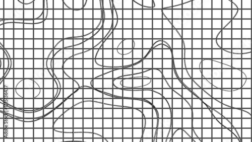 Topographic map contours in hilly or mountainous terrain, similar cartography illustration. Topography and geography map grid abstract backdrop.