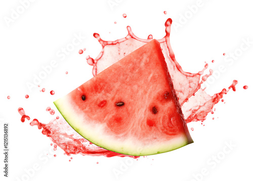 watermelon with water splashes isolated on a white background photo