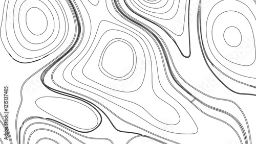 Topographic map contours in hilly or mountainous terrain, similar cartography illustration. Topography and geography map grid abstract backdrop.