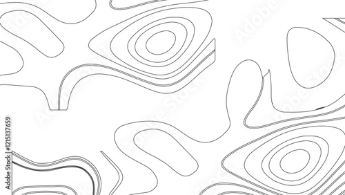 Topographic map contours in hilly or mountainous terrain, similar cartography illustration. Topography and geography map grid abstract backdrop.