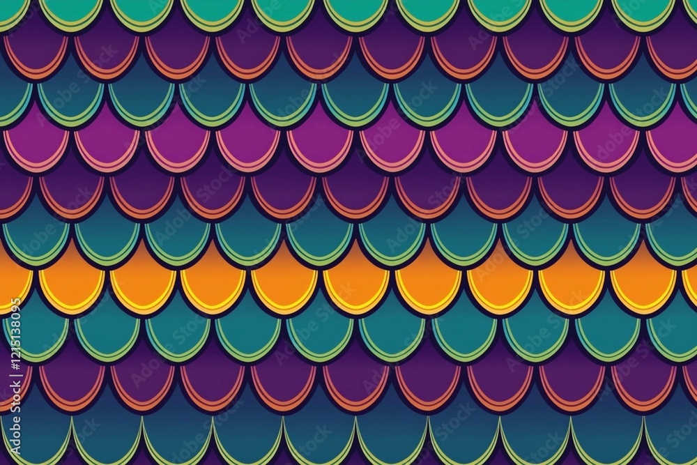 Vibrant Colorful Scale Pattern Seamless Texture Design Modern Background Abstract Geometric Illustration Digital Art Graphic Design Element Perfect   