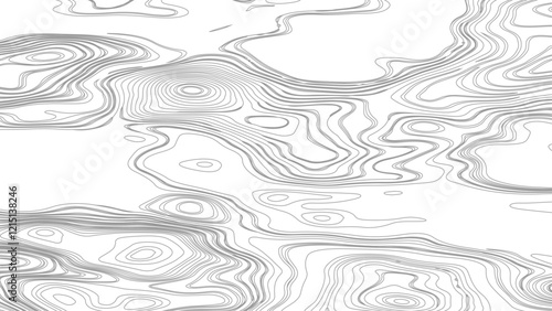 Topographic map contours in hilly or mountainous terrain, similar cartography illustration. Topography and geography map grid abstract backdrop.