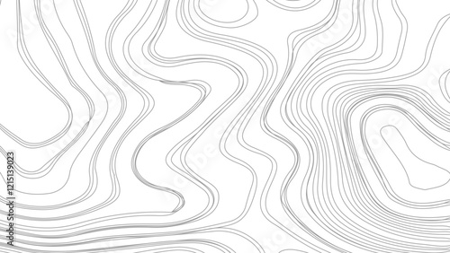 Topographic map contours in hilly or mountainous terrain, similar cartography illustration. Topography and geography map grid abstract backdrop.