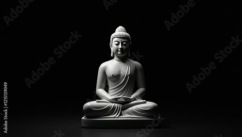 Serene buddha statue in monochrome