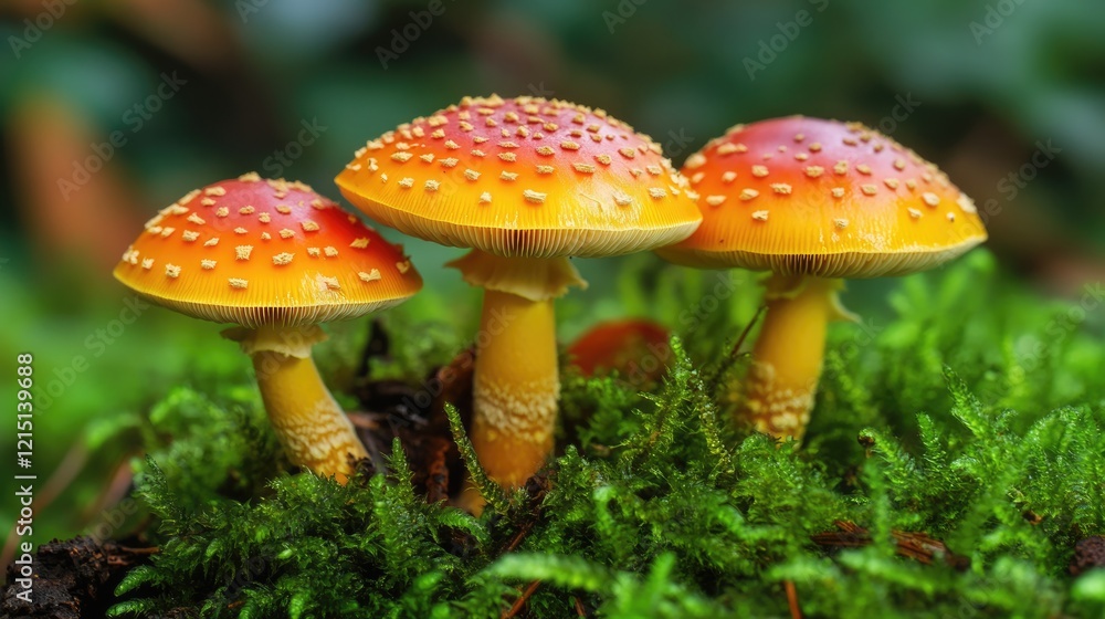 Enchanted Fungal Wonders: A Captivating Natural Realm of Hallucinogenic Mushrooms in Lush Green Glow Enchanted Fungal Wonders: A Captivating Natural Realm of Hallucinogenic Mushrooms in Lush Green Glow