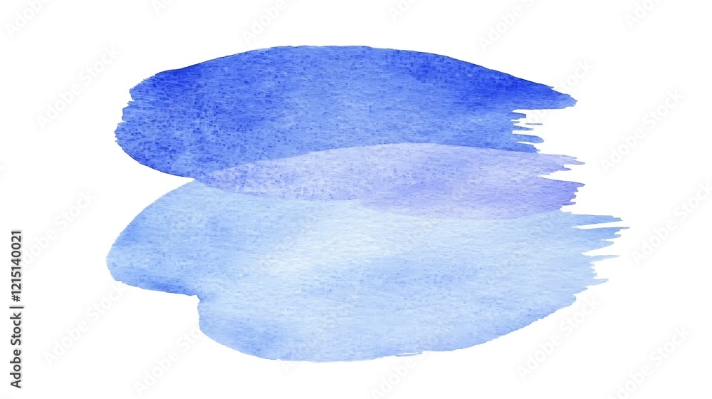 Fototapeta premium Subtle watercolor brush stroke in transparent blue hues, creating a soft gradient across the white canvas, with light blending and smooth transitions
