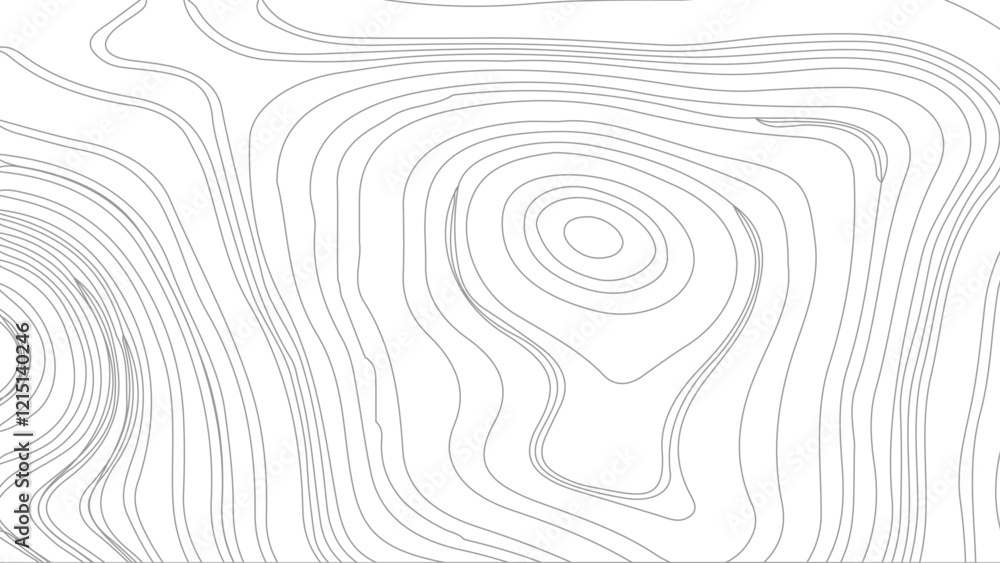 Fototapeta premium Topographic map contours in hilly or mountainous terrain, similar cartography illustration. Topography and geography map grid abstract backdrop.