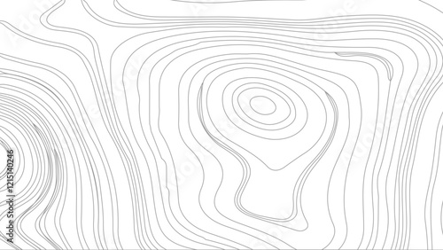 Topographic map contours in hilly or mountainous terrain, similar cartography illustration. Topography and geography map grid abstract backdrop.