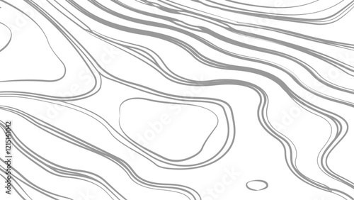 Topographic map contours in hilly or mountainous terrain, similar cartography illustration. Topography and geography map grid abstract backdrop.