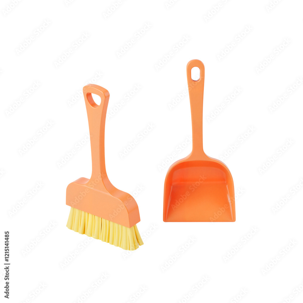 Broom and Dustpan 3D icon showcasing spring cleaning tools, tidy concept Broom and Dustpan 3D icon showcasing spring cleaning tools, tidy concept
