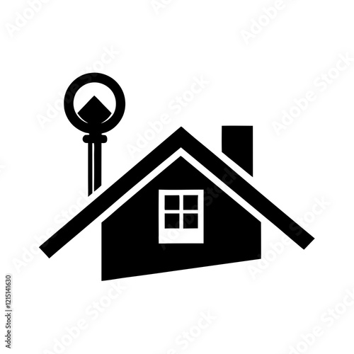 Key Logo with Rooftop Handle for Homeownership