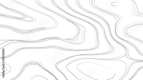 Topographic map contours in hilly or mountainous terrain, similar cartography illustration. Topography and geography map grid abstract backdrop.