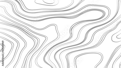 Topographic map contours in hilly or mountainous terrain, similar cartography illustration. Topography and geography map grid abstract backdrop.