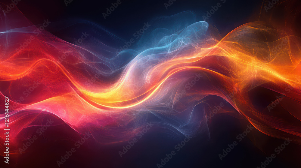 Vivid waves of blue, orange, and red creating a mesmerizing and dynamic background with an ethereal and surreal quality. Vivid waves of blue, orange, and red creating a mesmerizing and dynamic background with an ethereal and surreal quality.