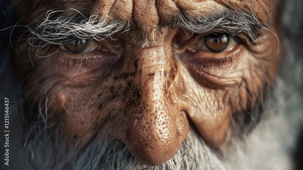 Intense gaze of an elderly man with wrinkled face Intense gaze of an elderly man with wrinkled face