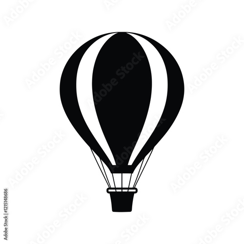 Vector illustration. Silhouette of hot air balloon. Air transport for travel. Isolated on white and