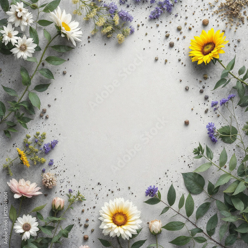Frame of flowers with space for text