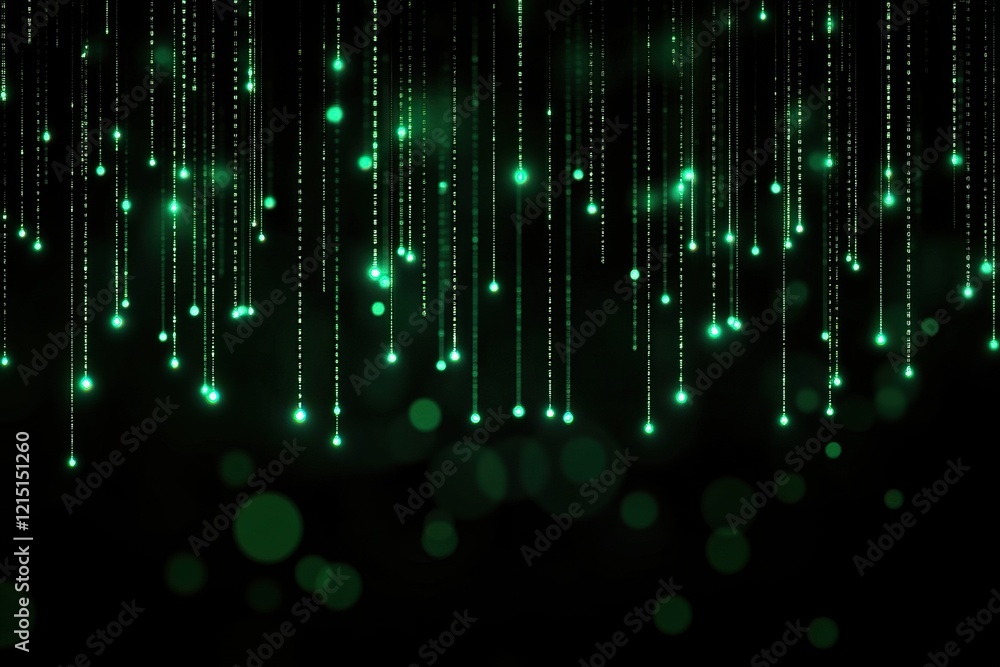 A mesmerizing display of green lights cascading against a dark background, evoking a sense of digital magic and futuristic vibes. A mesmerizing display of green lights cascading against a dark background, evoking a sense of digital magic and futuristic vibes.