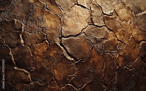 Ultra-close-up of cracked dry earth with deep crevices and warm tones