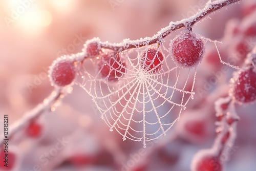 Frozen Berries Adorned With A Delicate Icy Web photo