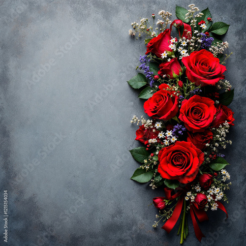 Concept photo of red roses with space for text