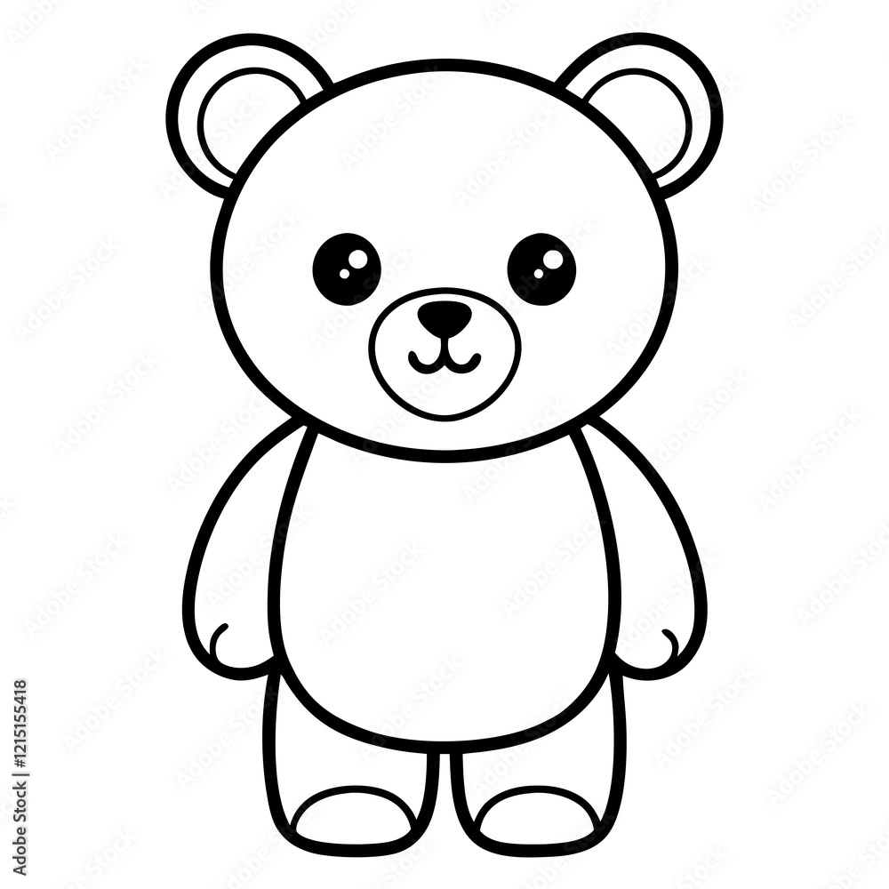 Black Outline Drawing of a Teddybear Vector Icon Illustration Black Outline Drawing of a Teddybear Vector Icon Illustration