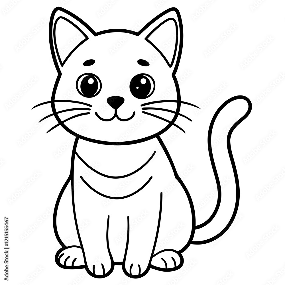 Black Outline Drawing of a Cat Vector Icon Illustration Black Outline Drawing of a Cat Vector Icon Illustration