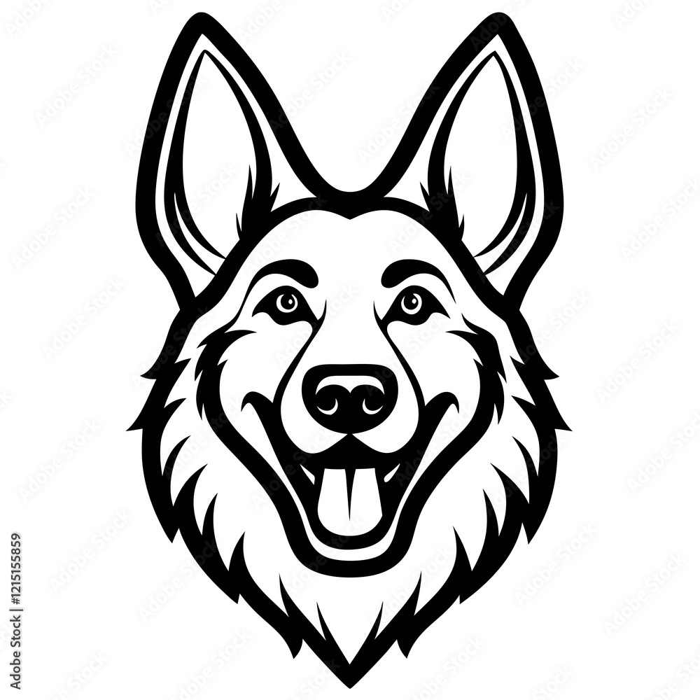 Naklejka premium German Shepherd Dog Portrait Line Art Illustration