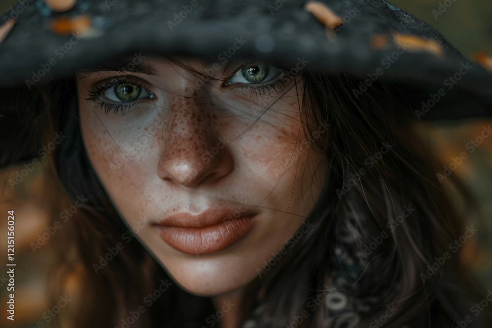 Medieval Salem Witch Spooky Portrait in Atmospheric Mist, Generative AI Medieval Salem Witch Spooky Portrait in Atmospheric Mist, Generative AI