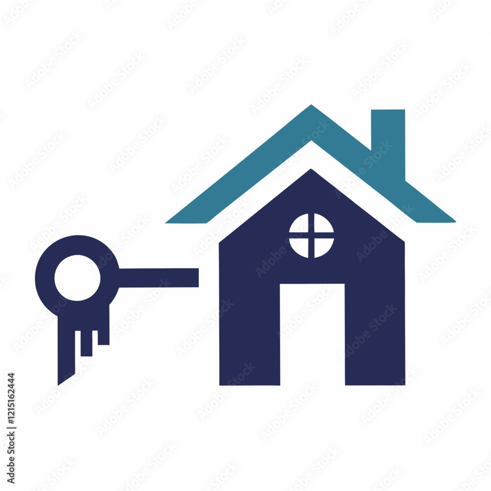 Minimalist Logo: House & Key Silhouette Design Minimalist Logo: House & Key Silhouette Design