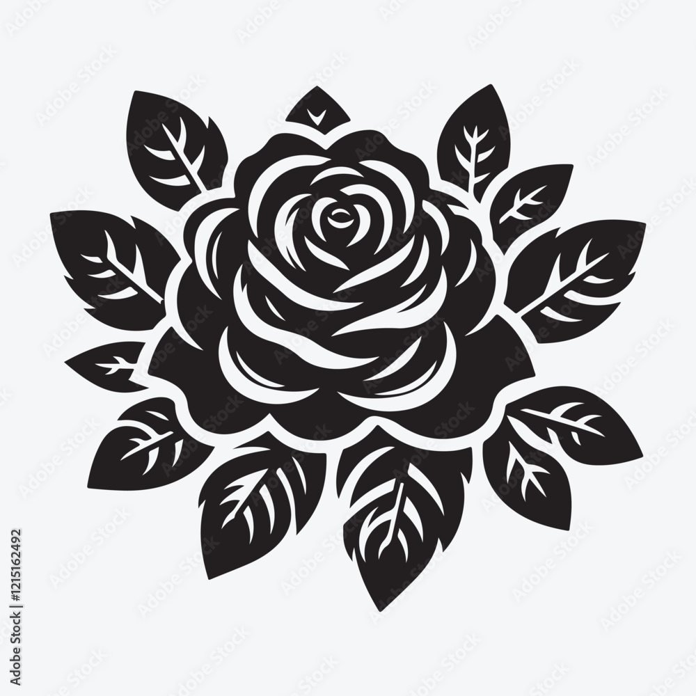 Fototapeta premium Timeless Rose Silhouette Vector for Craft Print and Digital Use