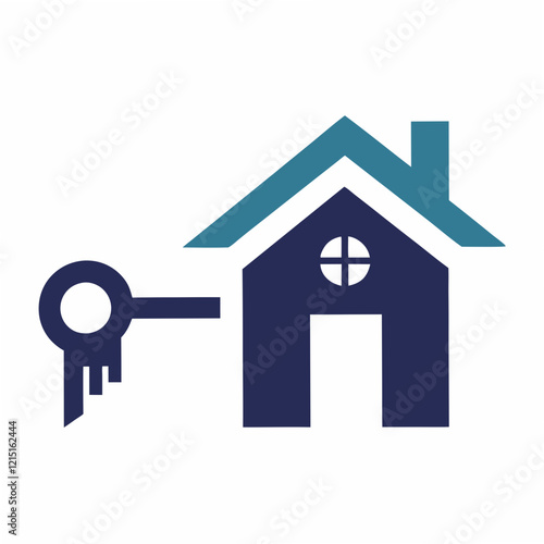 Minimalist Logo: House & Key Silhouette Design photo