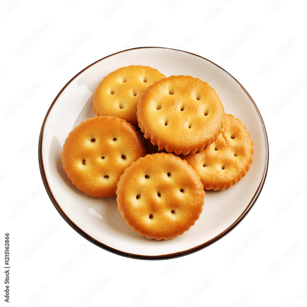 Top view of biscuit plate on transparent background Top view of biscuit plate on transparent background