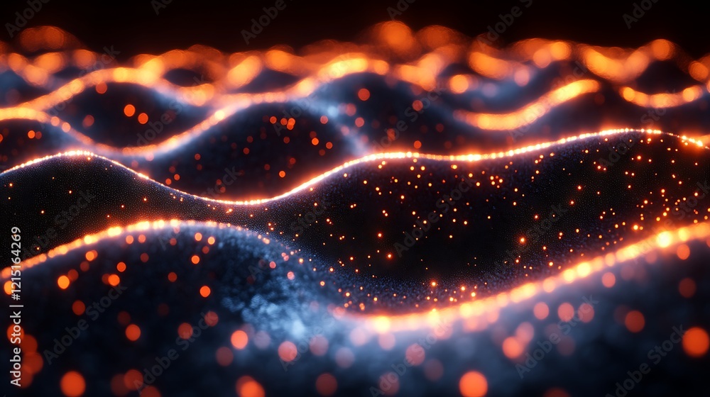 Obraz premium Glowing particle wave abstract background.