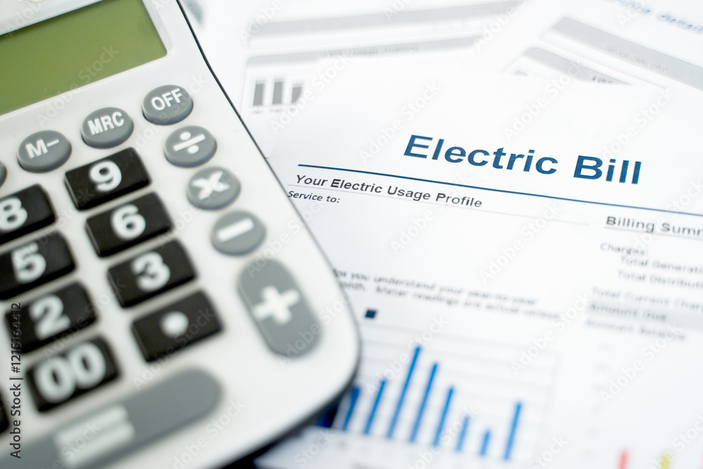 Home electricity expenses and bill statement document Home electricity expenses and bill statement document