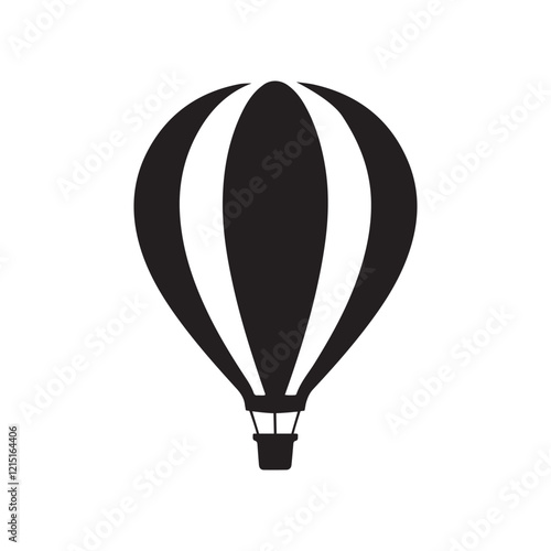 Vector illustration. Silhouette of hot air balloon. Air transport for travel. Isolated on white and