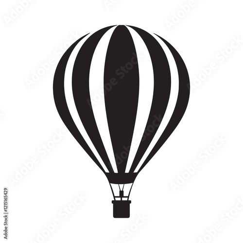 Vector illustration. Silhouette of hot air balloon. Air transport for travel. Isolated on white and