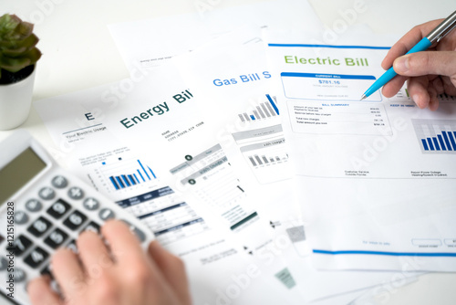 Home heating gas expenses and bill statement document