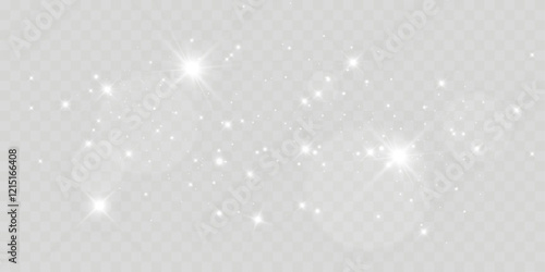 Light sparkle glitter shine glow with transparent glittering light effects, sparkling stars, white bokeh, and shiny glow on a checkered background, perfect for Christmas themes.

