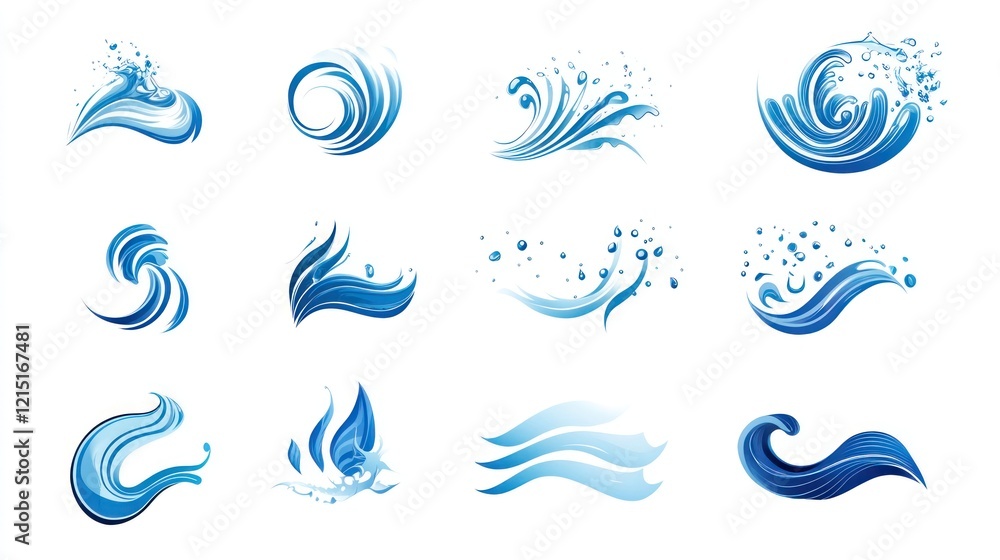 Abstract blue water wave designs collection for background use Abstract blue water wave designs collection for background use