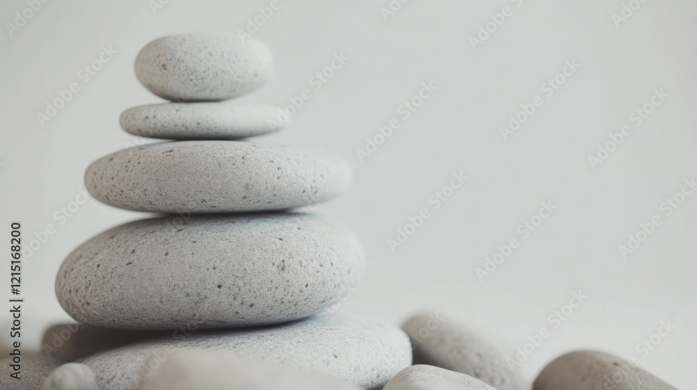 Stacked Zen Stones Against White