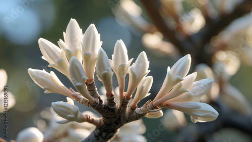 Cork Tree flowers showcasing their small white tubular blossoms with subtle photo