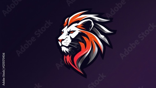 Wallpaper Mural Fierce lion head profile, red and white mane, dark background. Torontodigital.ca