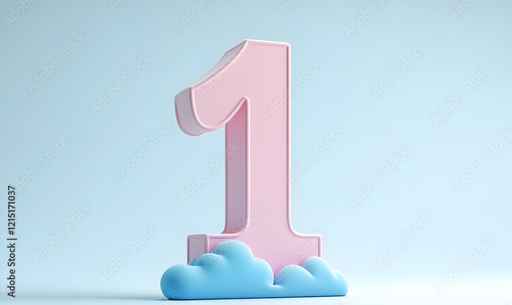 Pink one, cloud, pastel, background, number, render, design, first Pink one, cloud, pastel, background, number, render, design, first