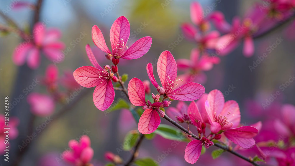 Eastern Redbud flowers featuring small bright pink Eastern Redbud flowers featuring small bright pink