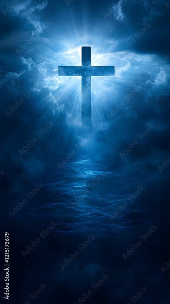 Fototapeta premium Abstract representation of a single ray of light on cross