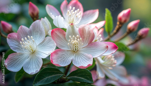 False Spirea flowers with their fine white and pink blossoms photo