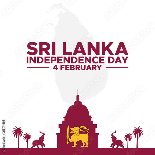 Independence day of Sri Lanka. Creative Sri Lanka national country flag icon.  Sri Lanka independence day. Sri Lanka Day Defense concept. Template for background, banner, card, poster. 